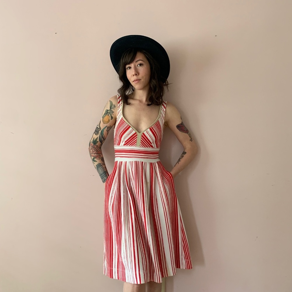 Red & White Dress with Pockets - Anthropology